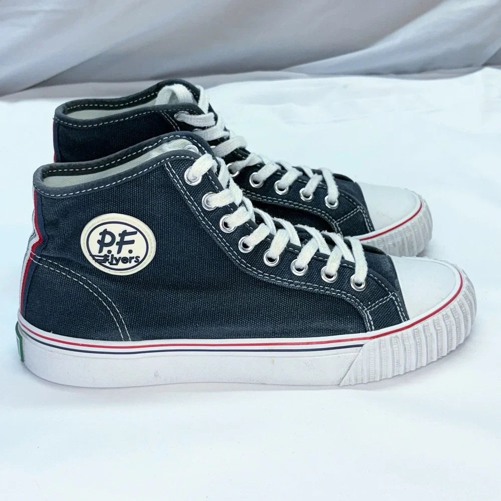 PF Flyers Center Hi Navy White Canvas High Top Sneakers Mens 6 Womens 7.5 Shoes
